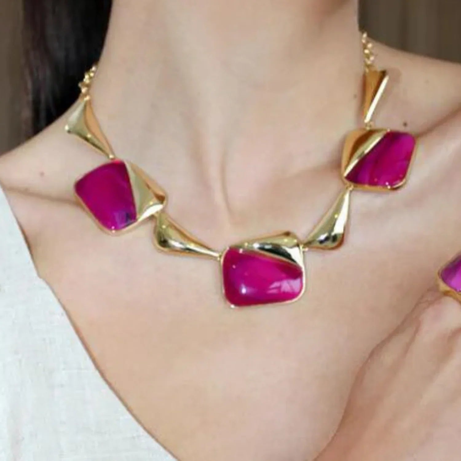 18k gold plated - Natural Brazilian Gemstones necklaces - Brainstorm Jewelry
