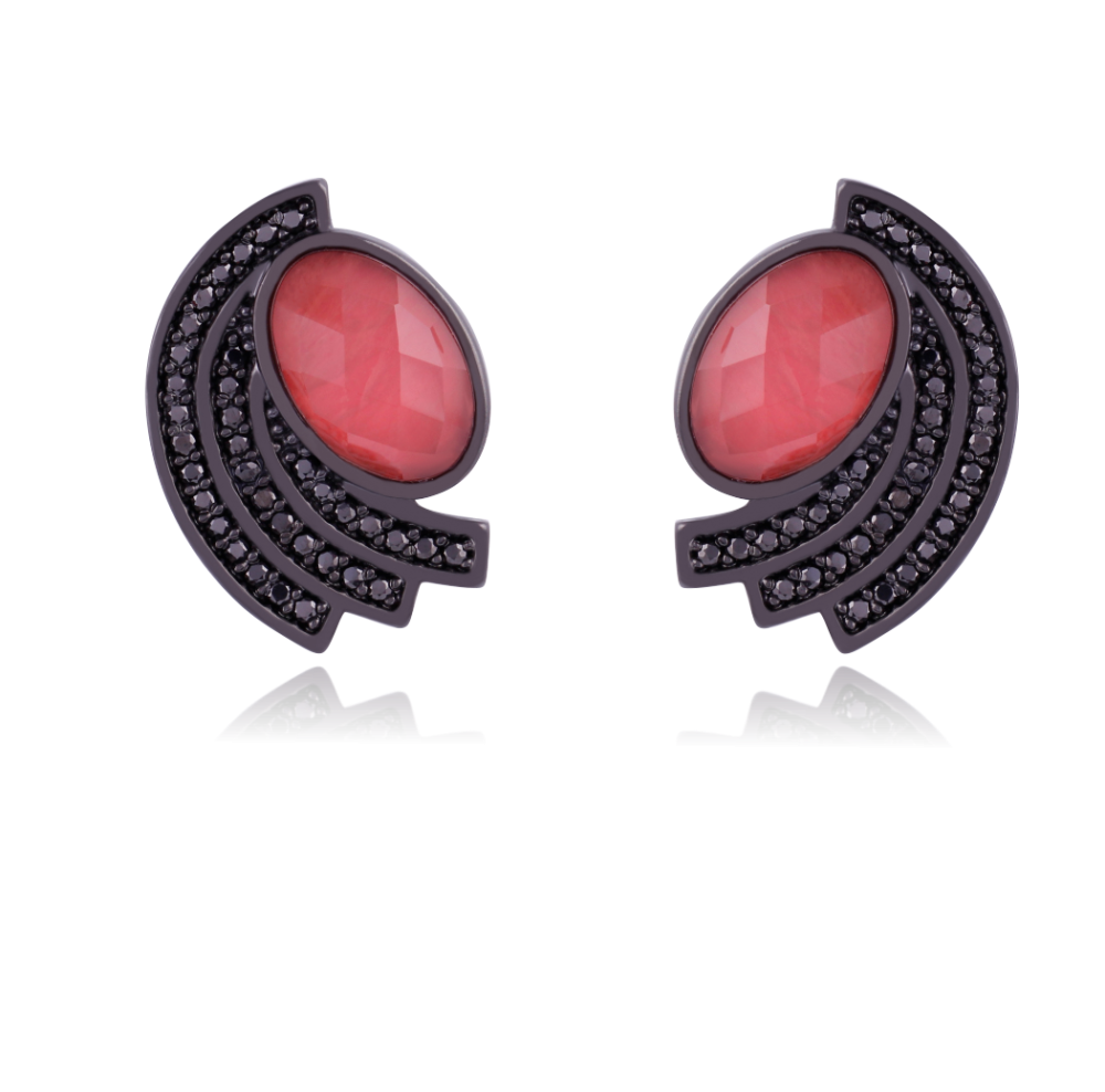 CORAL QUARTZ SUNSET EARRING | BLACK RHODIUM | ECLIPSE | BRAINSTORM JEWELRY - Brainstorm Jewelry