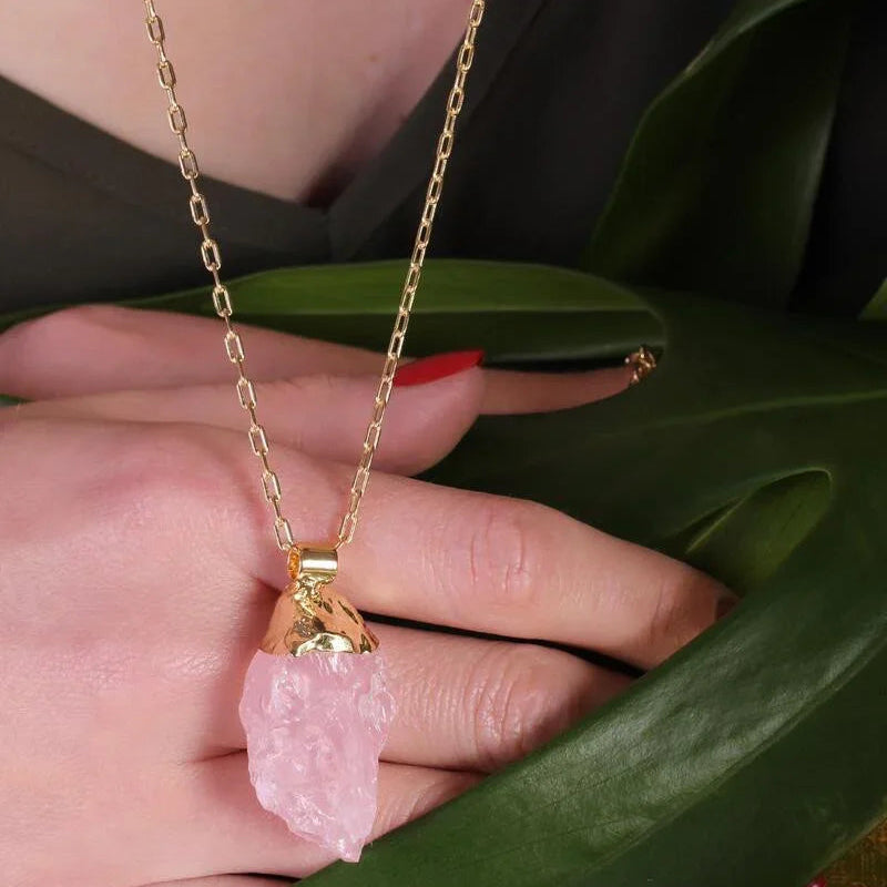 ROSE QUARTZ EROS CHAIN NECKLACE | GOLD PLATED | OPULENCE | BRAINSTORM JEWELRY - Brainstorm Jewelry