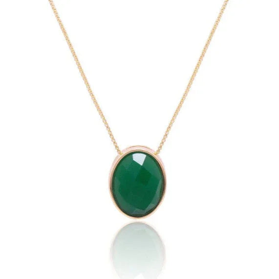 GREEN AGATE RIVERSIDE NECKLACE | GOLD PLATED | NYFW | BRAINSTORM JEWELRY - Brainstorm Jewelry
