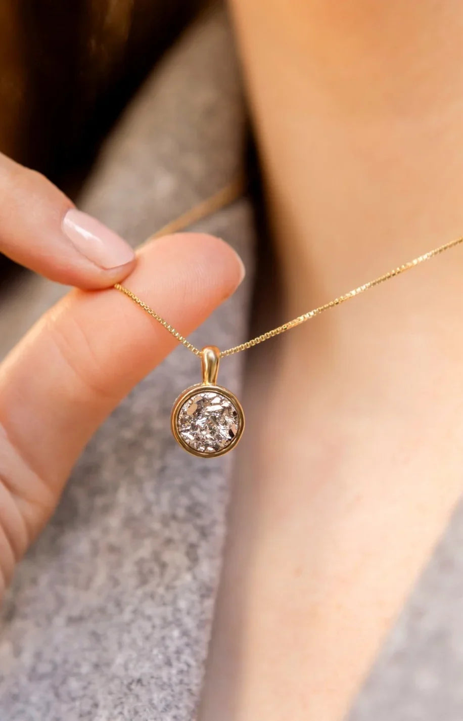PLATINUM DRUSE ETHEREAL NECKLACE | GOLD PLATED | MINIMALIST | BRAINSTORM JEWELRY - Brainstorm Jewelry