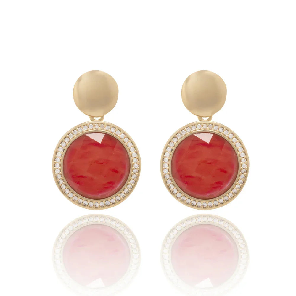 CHERY RED BIG APPLE BLING BIG EARRING | GOLD PLATED | NYFW | BRAINSTORM JEWELRY - Brainstorm Jewelry