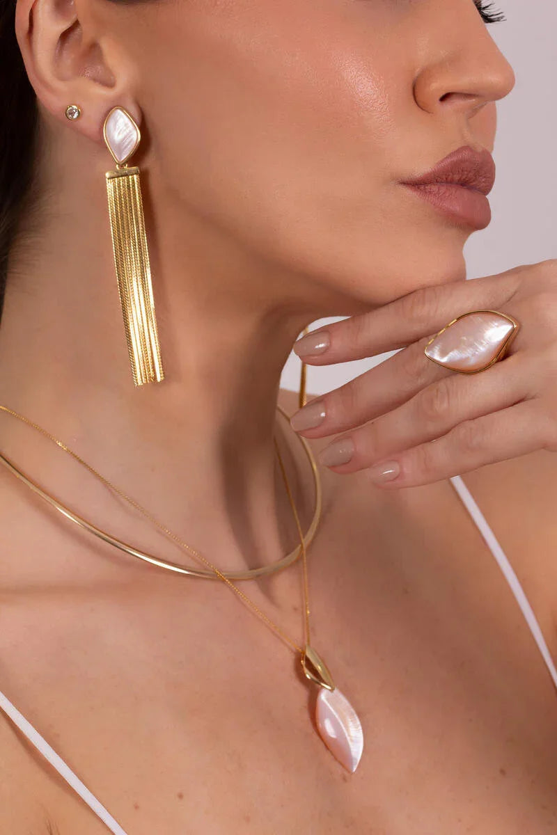 PINK MOTHER OF PEARL ELYSIA SMALL EARRING | GOLD PLATED | NEW RADIANT RANGE | BRAINSTORM JEWELRY - Brainstorm Jewelry