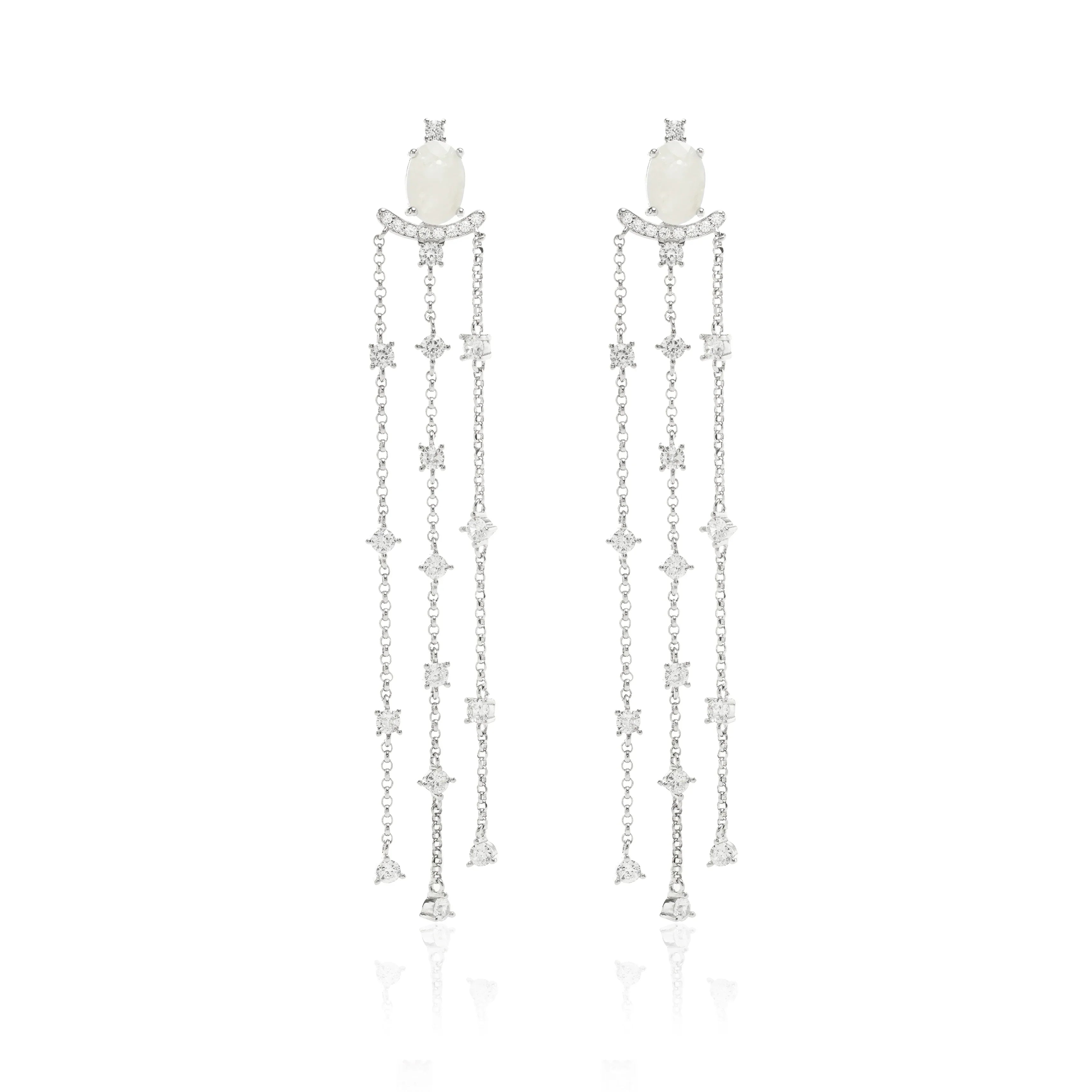 RUTILATE CRYSTAL MOONSTONE LUA EARRING| SILVER | 925 QUEEN | BRAINSTORM JEWELRY - Brainstorm Jewelry