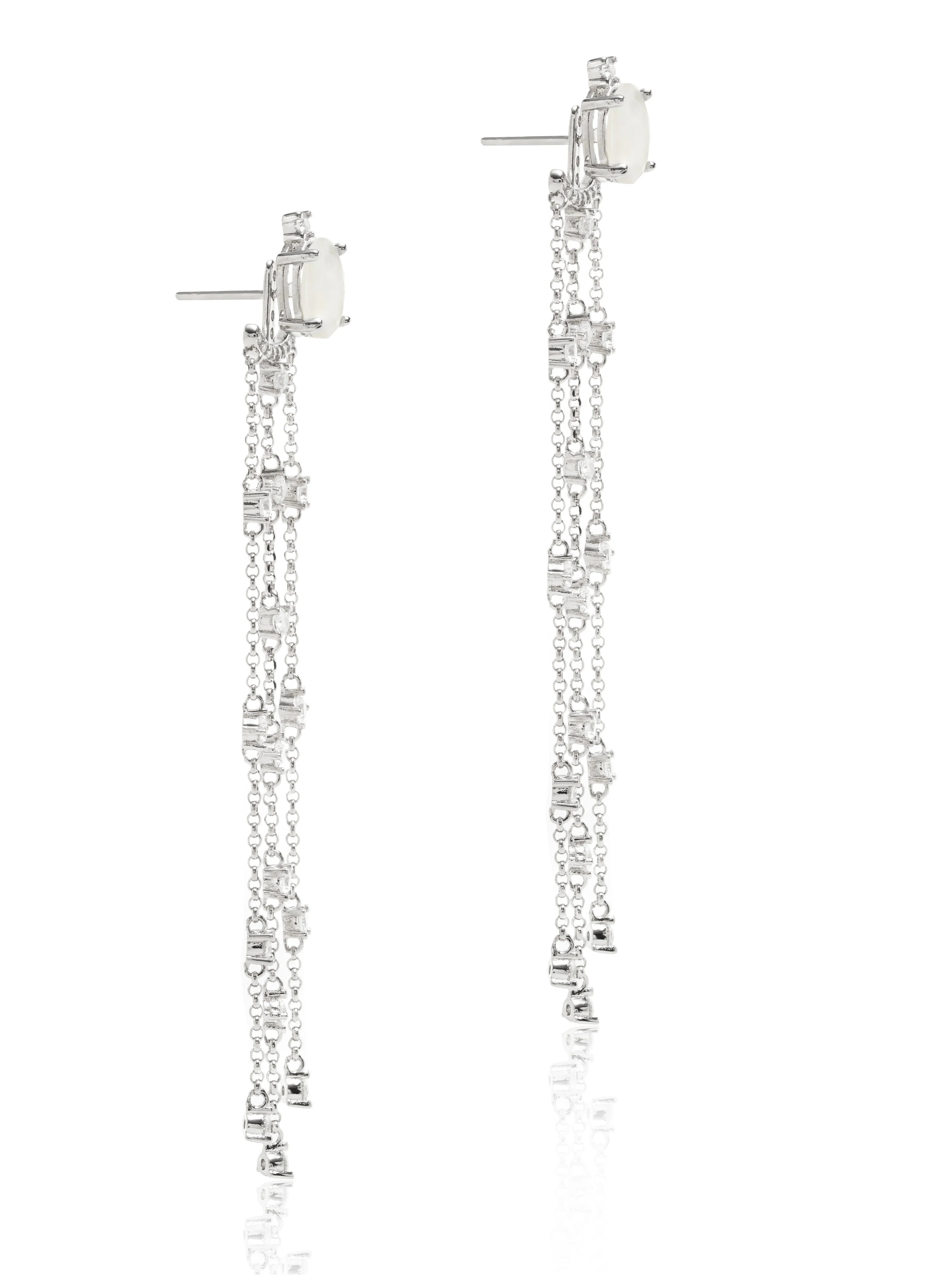 RUTILATE CRYSTAL MOONSTONE LUA EARRING| SILVER | 925 QUEEN | BRAINSTORM JEWELRY - Brainstorm Jewelry