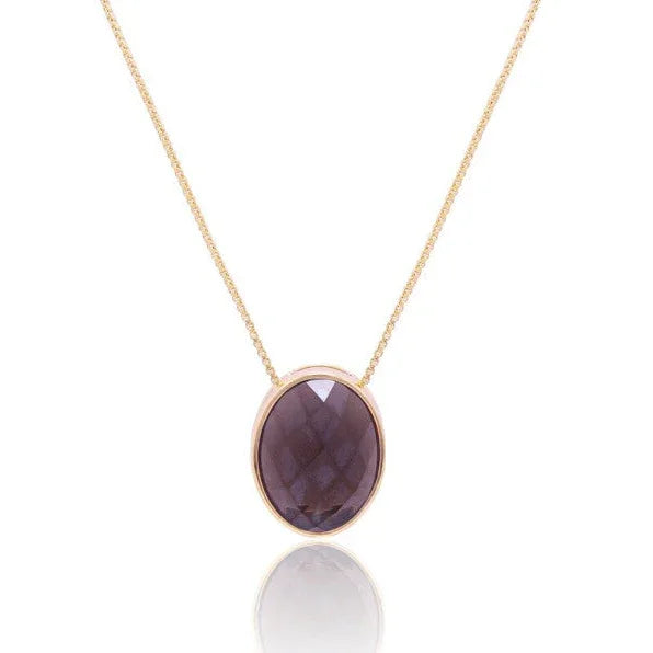 SMOKY OBSIDIAN FLATIRON NECKLACE | GOLD PLATED | NYFW | BRAINSTORM JEWELRY - Brainstorm Jewelry