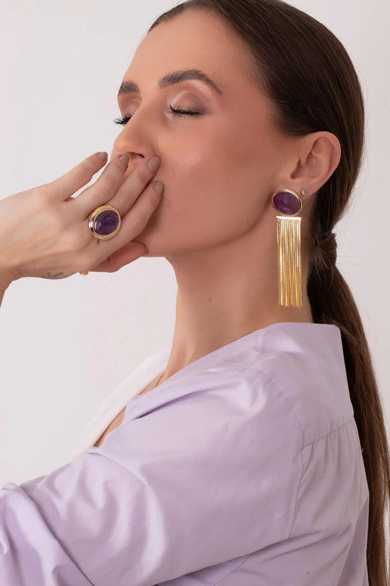 AMETHYST ASTORIA RING | GOLD PLATED | NYFW | BRAINSTORM JEWELRY - Brainstorm Jewelry
