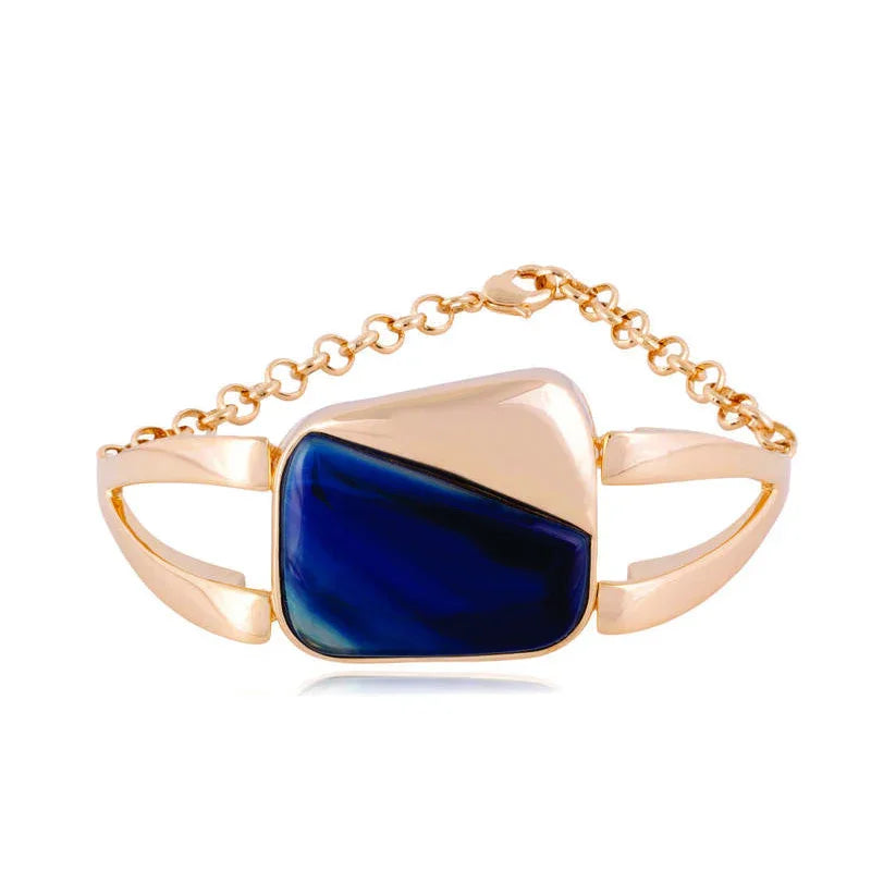 AGATE BLUE SKYLINE BRACELET | GOLD PLATED | OPULENCE | BRAINSTORM JEWELRY - Brainstorm Jewelry