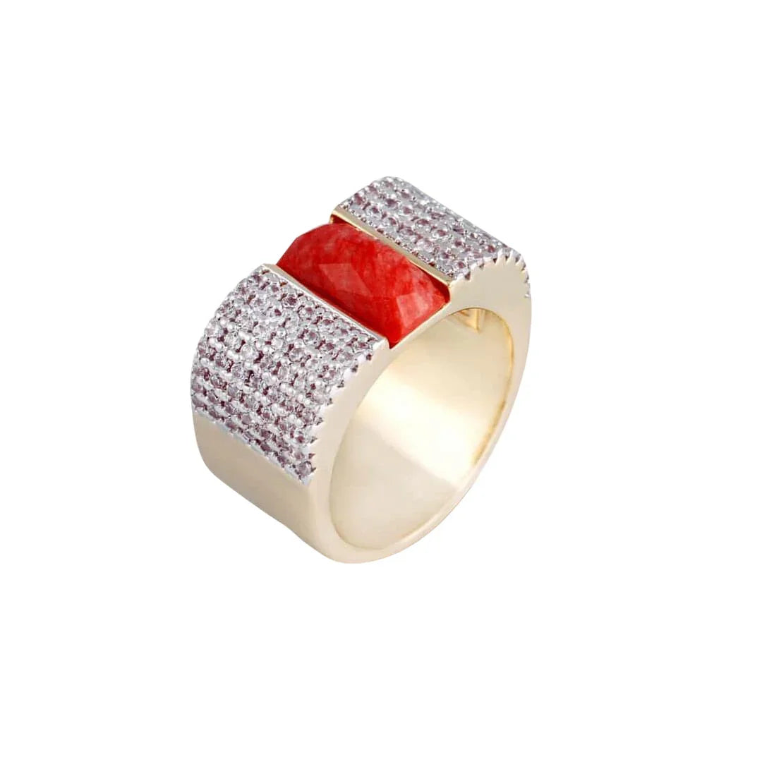 ORANGE FELDSPAR FLEUR RING | GOLD PLATED | OPULENCE | BRAINSTORM JEWELRY - Brainstorm Jewelry