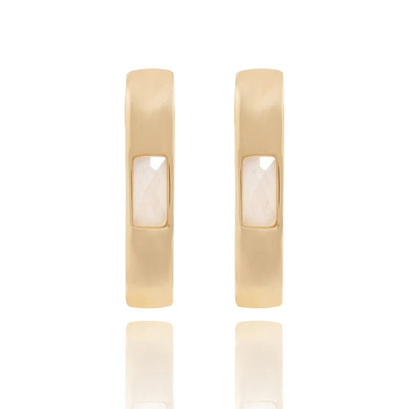 MILKY QUARTZ CHRYSLER EARRING | GOLD PLATED | NYFW | BRAINSTORM JEWELRY - Brainstorm Jewelry