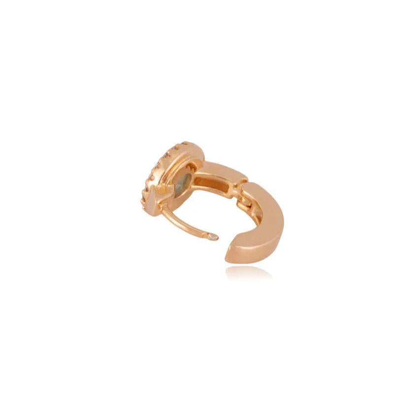 PLATINUM DRUSE ROUND ZIRCONIA HOOP EARRING | GOLD PLATED | MINIMALIST | BRAINSTORM JEWELRY - Brainstorm Jewelry