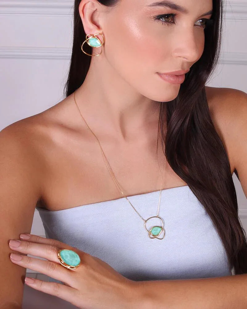 AQUAMARINE QUARTZ IMPERIAL EARRING | GOLD PLATED | OPULENCE | BRAINSTORM JEWELRY - Brainstorm Jewelry