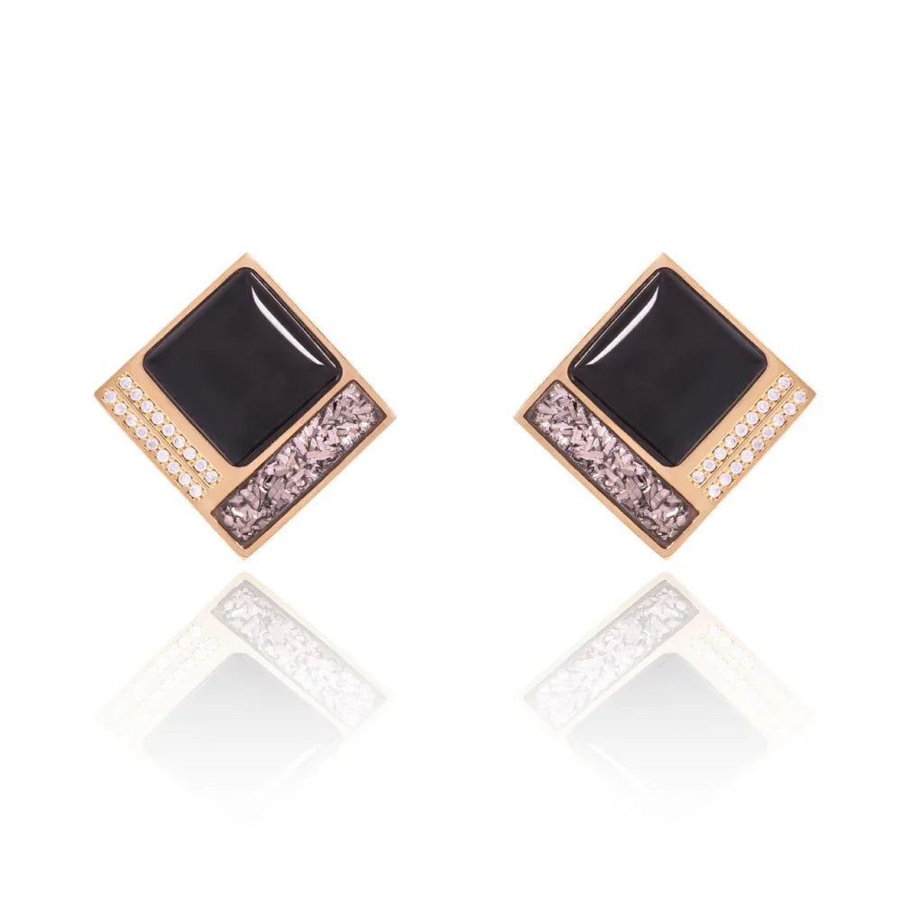 OBSIDIAN AND DRUSE NOELLE'S DREAM EARRING | GOLD PLATED | SHINE BRIGHT | BRAINSTORM JEWELRY - Brainstorm Jewelry