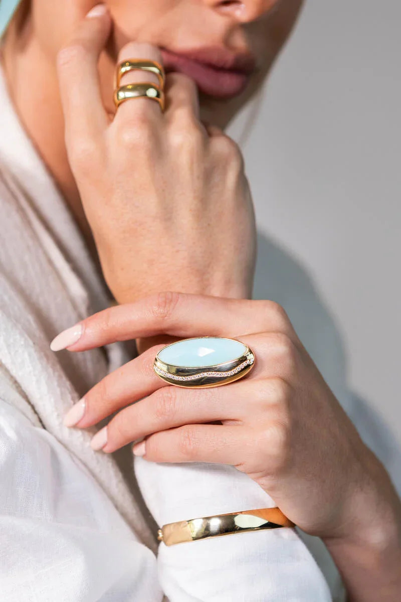 AQUAMARINE ECLAT RING | GOLD PLATED | OPULENCE | BRAINSTORM JEWELRY - Brainstorm Jewelry