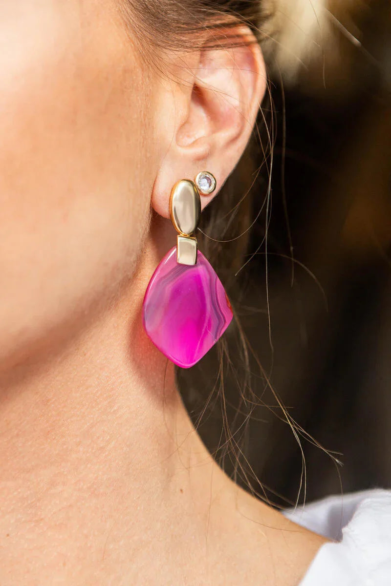 PINK AGATE WALL STREET BIG RING | GOLD PLATED | NYFW | BRAINSTORM JEWELRY - Brainstorm Jewelry
