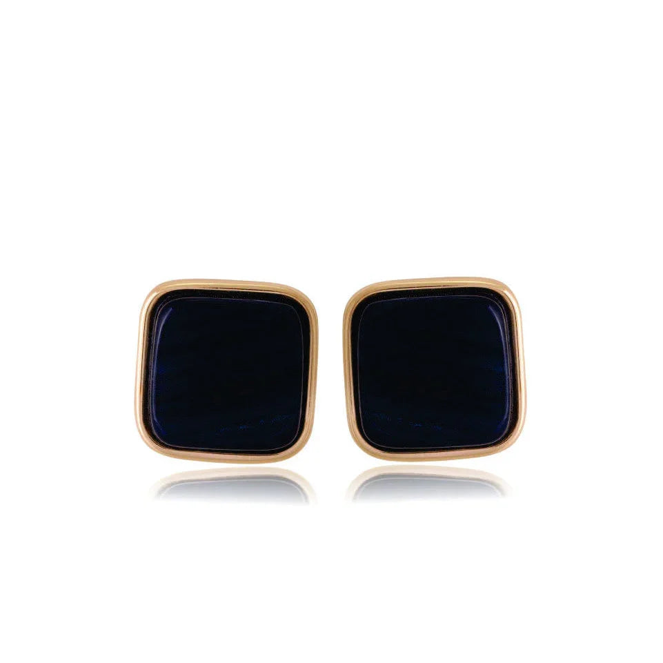 BLUE BIC AGATE SQUARE EARRING | GOLD PLATED | MINIMALIST| BRAINSTORM JEWELRY - Brainstorm Jewelry