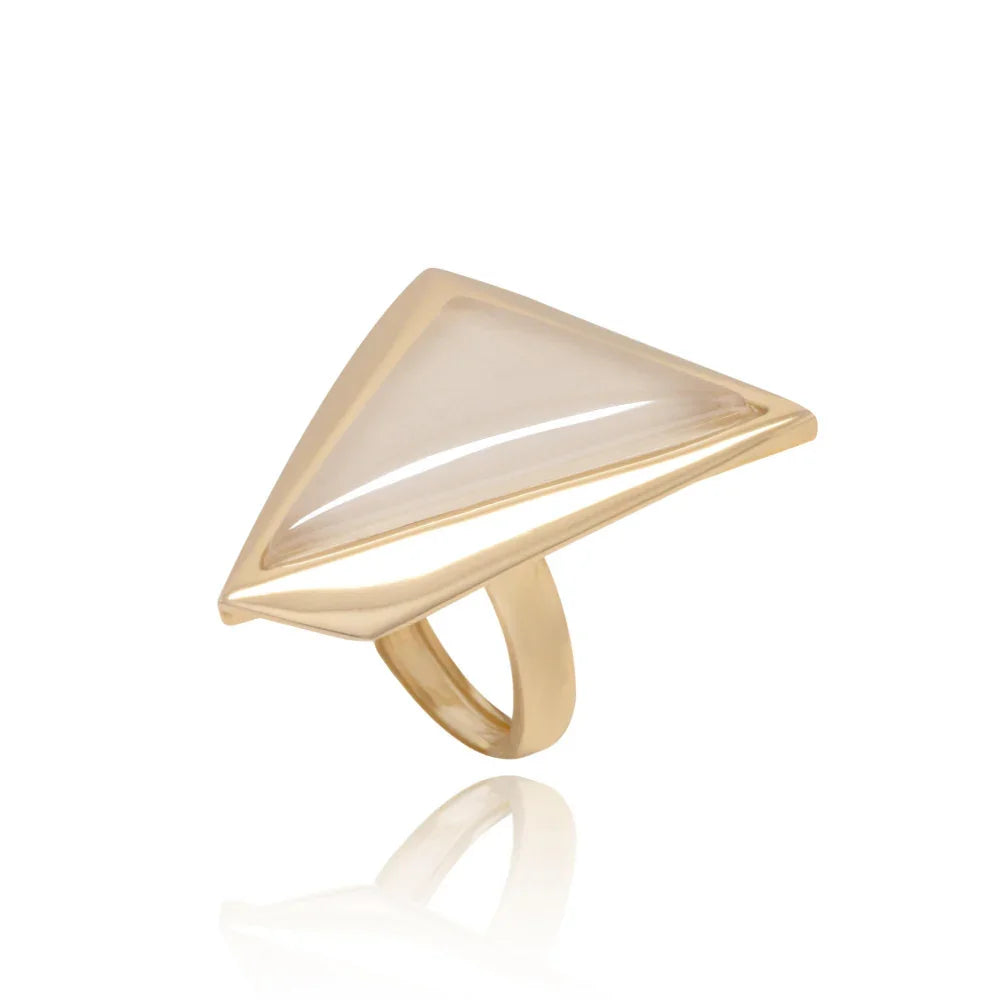 MILKY QUARTZ FIFTH AVENUE RING| GOLD PLATED | NYFW | BRAINSTORM JEWELRY - Brainstorm Jewelry
