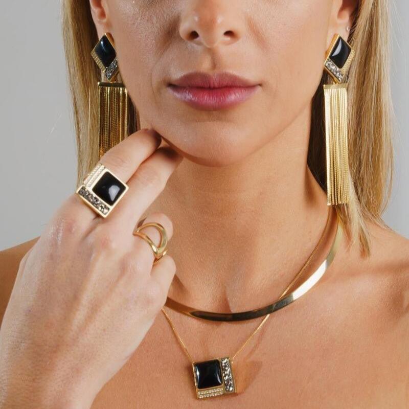 OBSIDIAN AND DRUSE NOELLE'S DREAM NECKLACE | GOLD PLATED | SHINE BRIGHT | BRAINSTORM JEWELRY - Brainstorm Jewelry