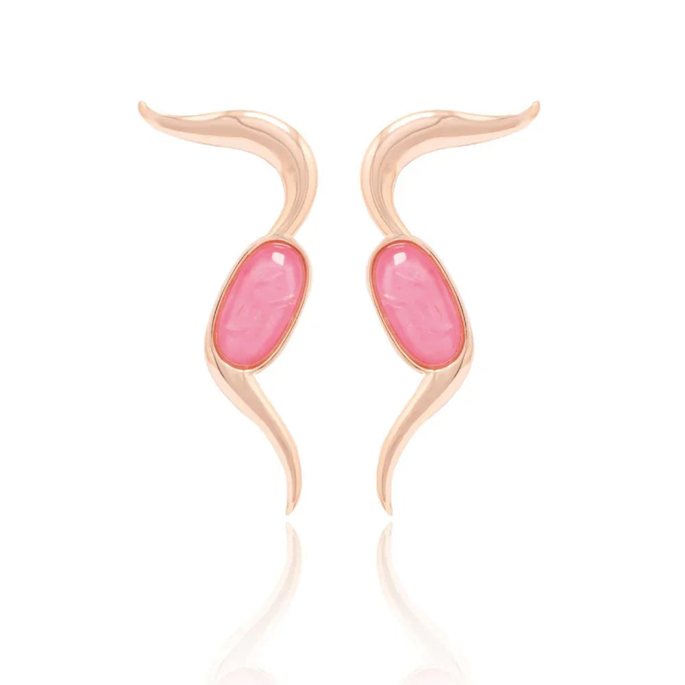 ROSE QUARTZ JOYEUX EARRING | GOLD PLATED | SHINE BRIGHT | BRAINSTORM JEWELRY - Brainstorm Jewelry