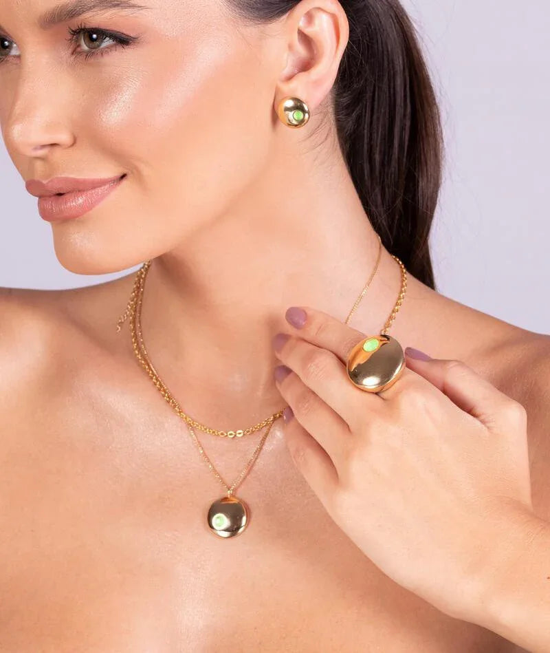 NEON GREEN CRYSTAL POINT EARRING | GOLD PLATED | OPULENCE | BRAINSTORM JEWELRY - Brainstorm Jewelry