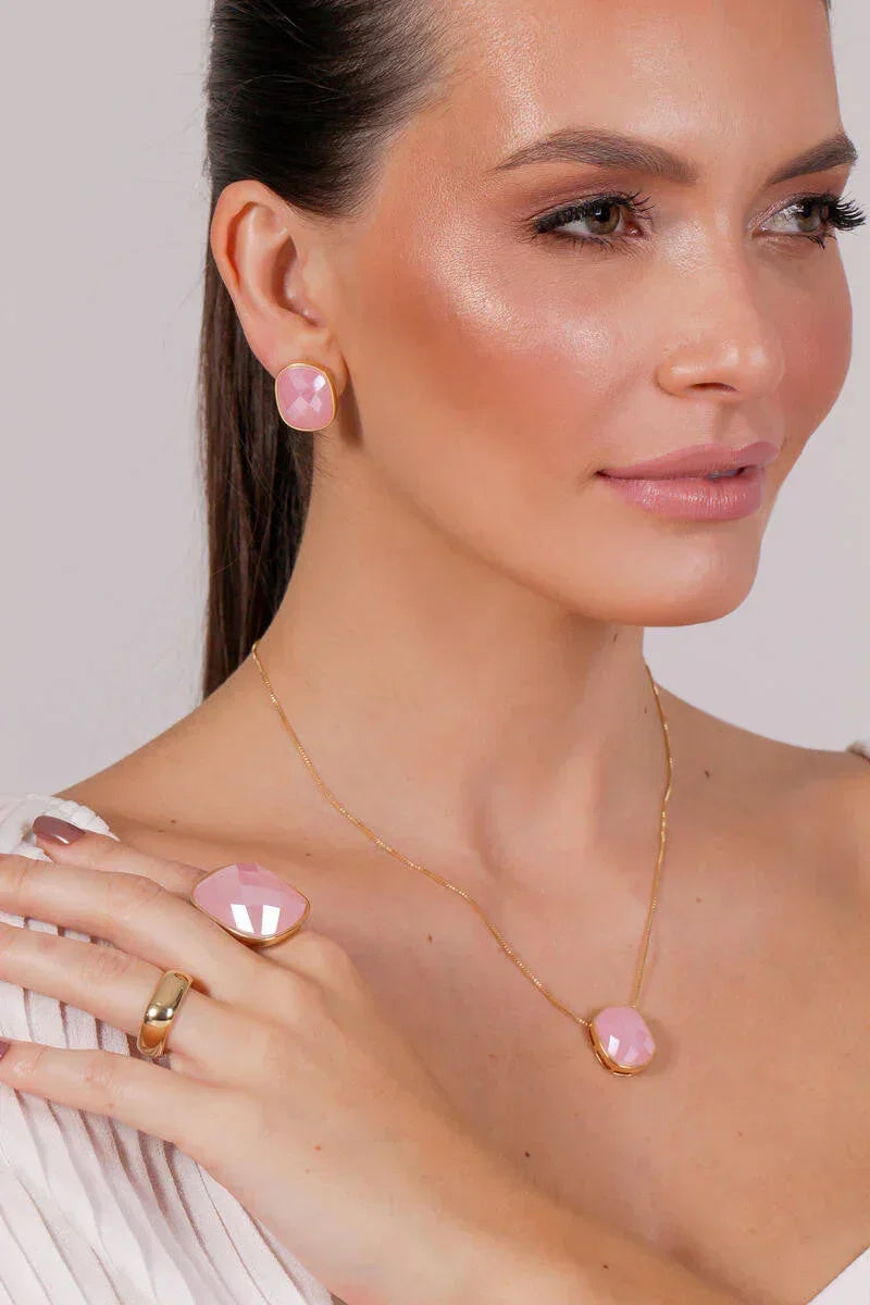 LIGHT PINK CRYSTAL SPETACULAR RING | GOLD PLATED | OPULENCE | BRAINSTORM JEWELRY - Brainstorm Jewelry