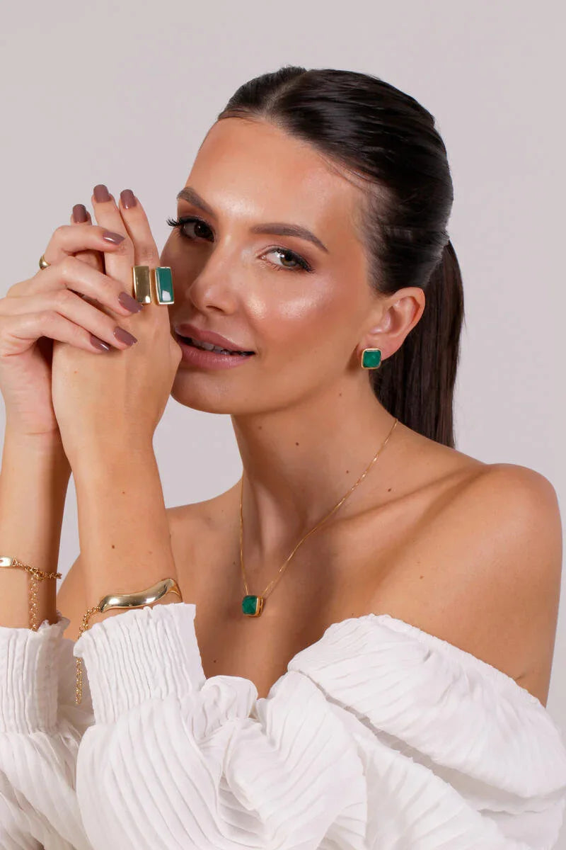 GREEN AGATE CHIC RING | GOLD PLATED | OPULENCE | BRAINSTORM JEWELRY - Brainstorm Jewelry
