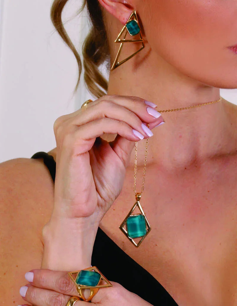 CYAN LUMINARA RING| GOLD PLATED | OPULENCE | BRAINSTORM JEWELRY - Brainstorm Jewelry