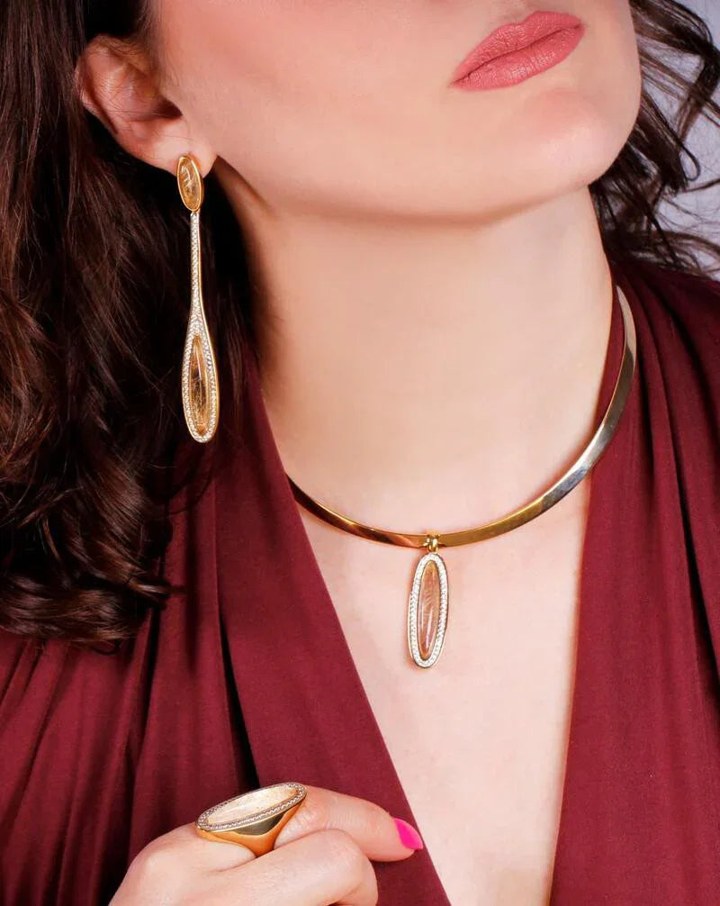 RUTILATED QUARTZ MIRAGE PENDANT | GOLD PLATED | OPULENCE | BRAINSTORM JEWELRY - Brainstorm Jewelry