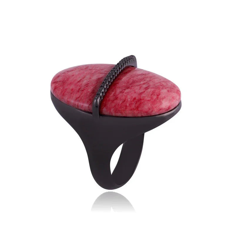 RED FELDSPAR CRIMSON EMBER RING | BLACK RHODIUM | ECLIPSE | BRAINSTORM JEWELRY - Brainstorm Jewelry