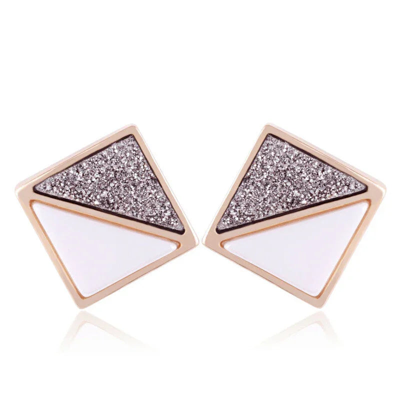 PLATINUM DRUSE AND PORCELAIN LUXURIA EARRING | GOLD PLATED | OPULENCE | BRAINSTORM JEWELRY - Brainstorm Jewelry