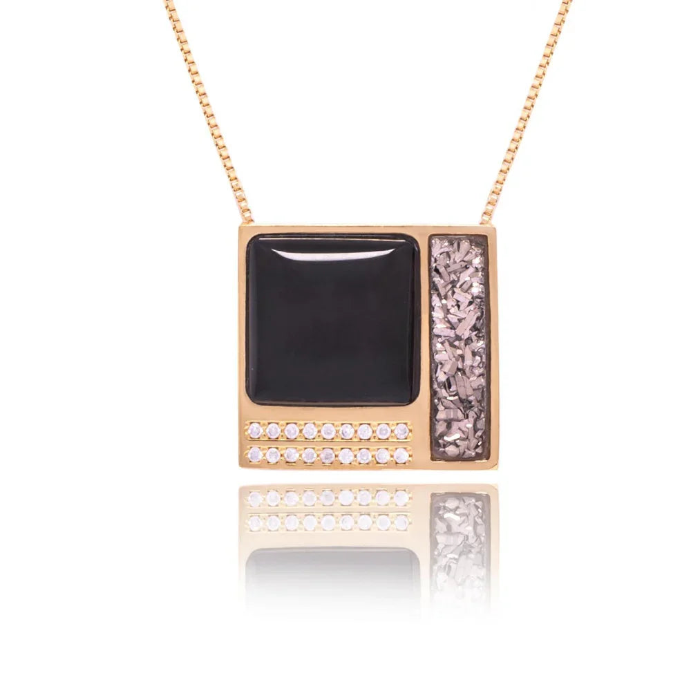OBSIDIAN AND DRUSE NOELLE'S DREAM NECKLACE | GOLD PLATED | SHINE BRIGHT | BRAINSTORM JEWELRY - Brainstorm Jewelry
