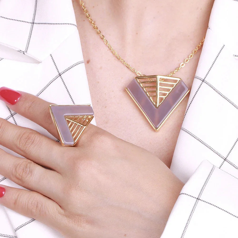 GRAY AGATE MAJORE NECKLACE | GOLD PLATED | OPULENCE | BRAINSTORM JEWELRY - Brainstorm Jewelry