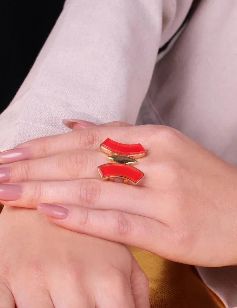 RED QUARTZ LUXE RING | GOLD PLATED | OPULENCE | BRAINSTORM JEWELRY - Brainstorm Jewelry