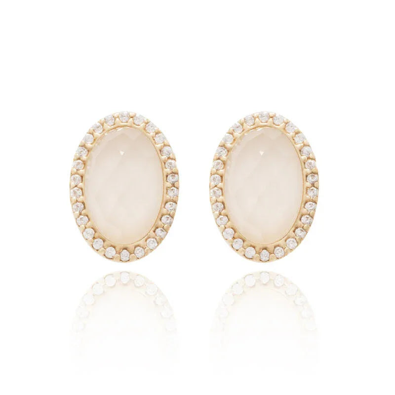 MILKY QUARTZ TRIBECA SMALL EARRING - GOLD PLATED | NYFW | BRAINSTORM JEWELRY - Brainstorm Jewelry