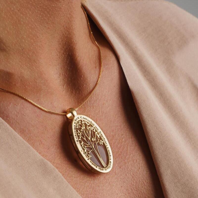 ROSE QUARTZ TREE NECKLACE | GOLD PLATED | OPULENCE | BRAINSTORM JEWELRY - Brainstorm Jewelry