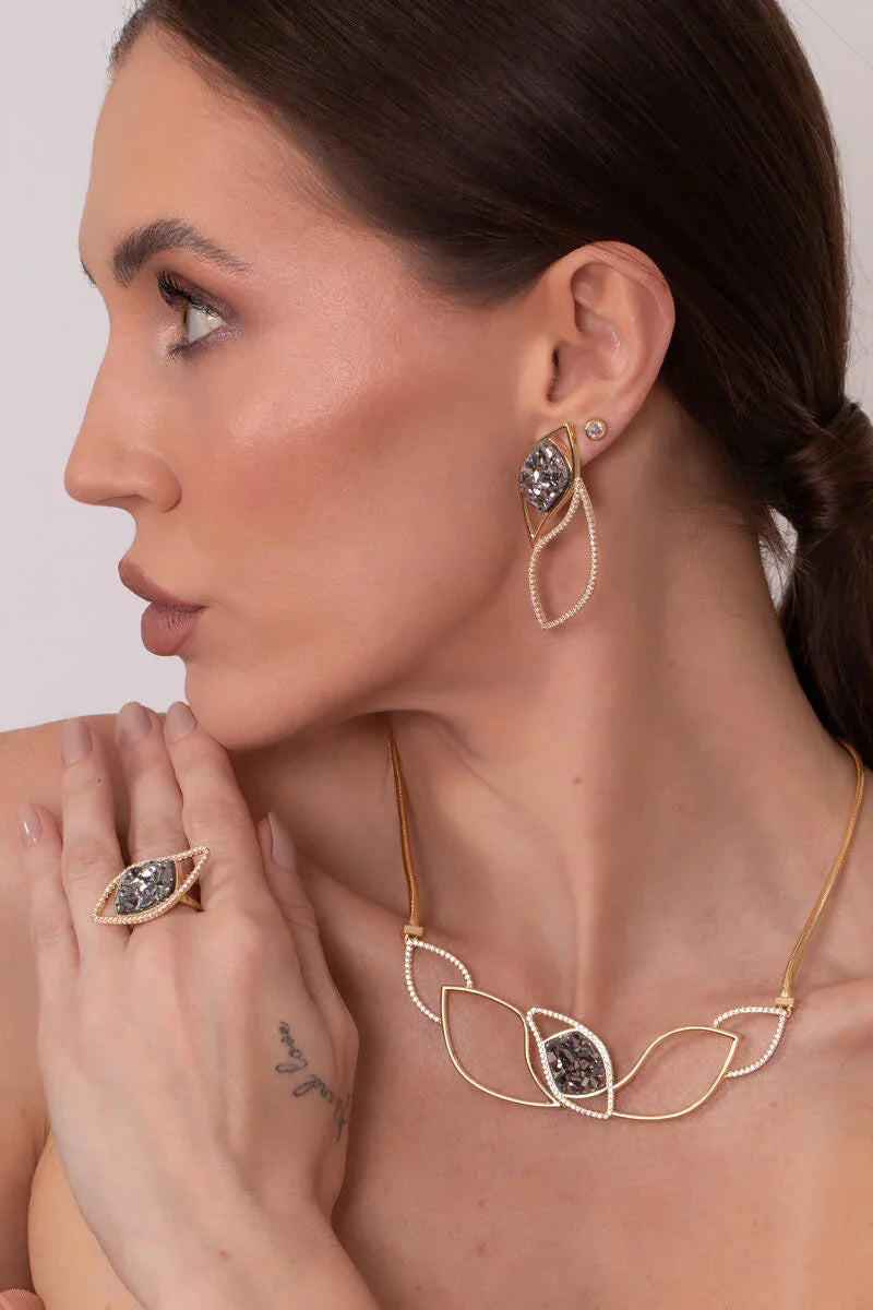 PLATINUM DRUSE BROADWAY NECKLACE | GOLD PLATED | NYFW | BRAINSTORM JEWELRY - Brainstorm Jewelry