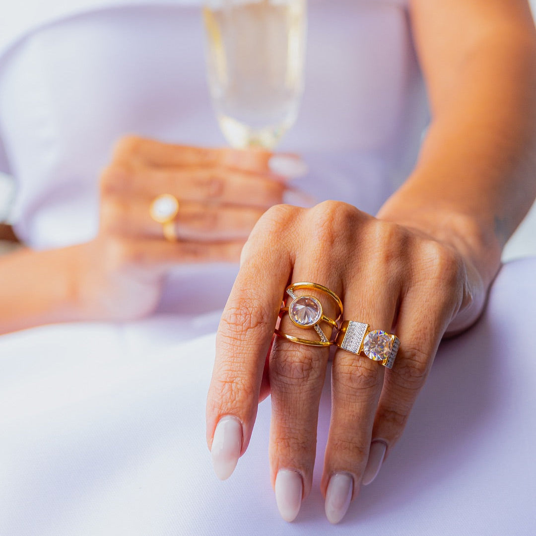 SOLITAIRE CRYSTAL LUXURY RING | GOLD PLATED | OPULENCE | BRAINSTORM JEWELRY