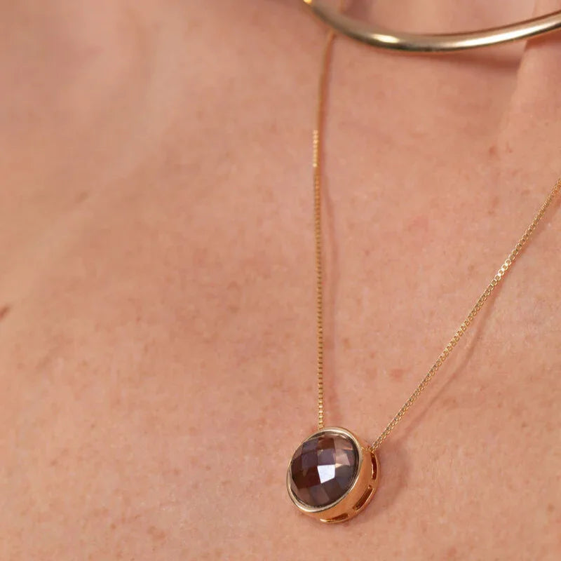 SMOKY QUARTZ LOOP NECKLACE | GOLD PLATED | MINIMALIST| BRAINSTORM JEWELRY - Brainstorm Jewelry