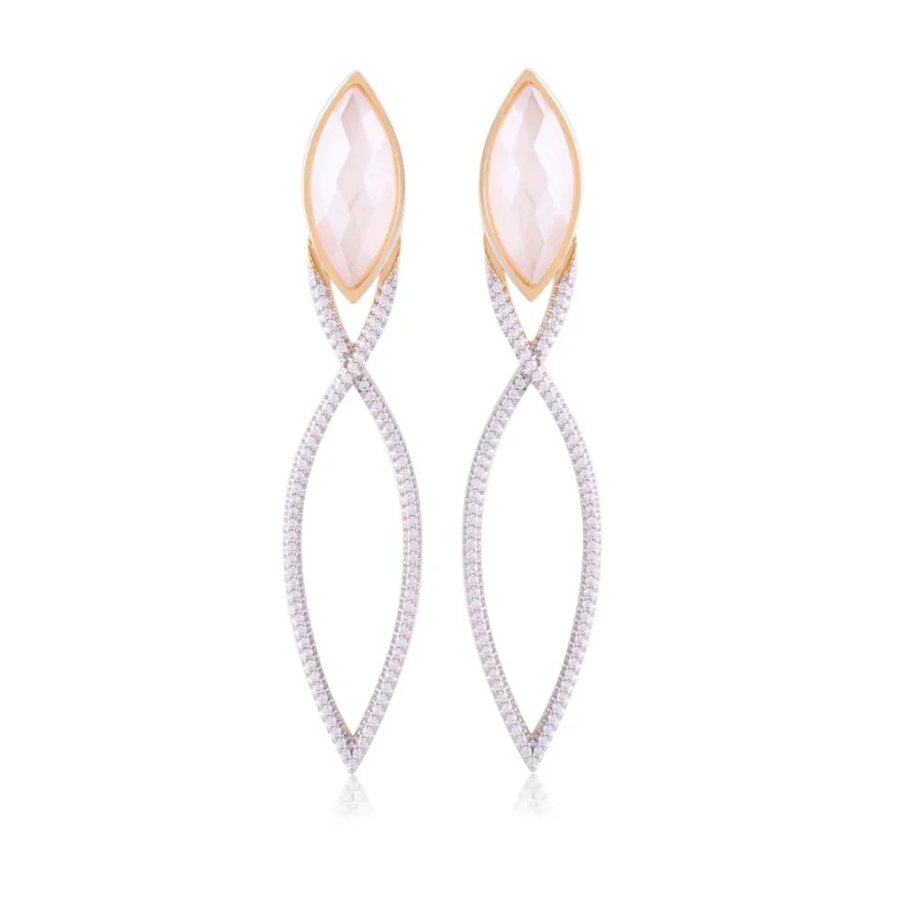 MILKY QUARTZ DROP SHAPE EARRING | GOLD PLATED | OPULENCE | BRAINSTORM JEWELRY - Brainstorm Jewelry