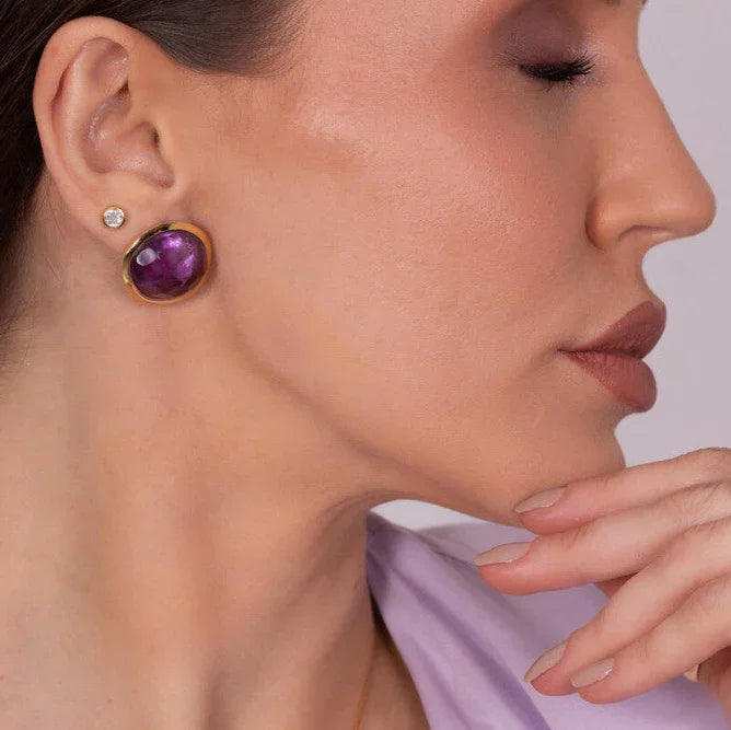 AMETHYST ASTORIA EARRING | GOLD PLATED | NYFW | BRAINSTORM JEWELRY - Brainstorm Jewelry