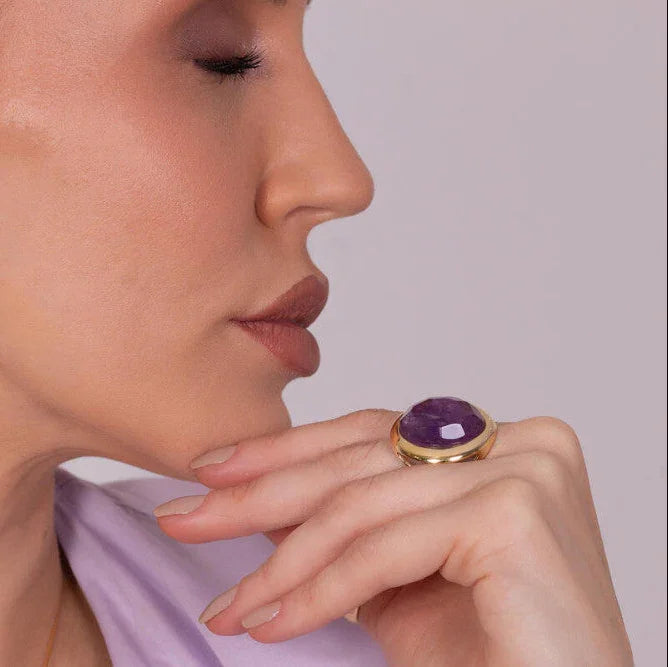 AMETHYST ASTORIA EARRING | GOLD PLATED | NYFW | BRAINSTORM JEWELRY - Brainstorm Jewelry