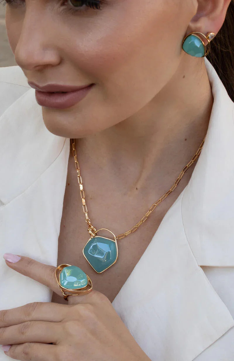 BLUE SKY AGATE NAUTICA EARRING | GOLD PLATED | OPULENCE | BRAINSTORM JEWELRY - Brainstorm Jewelry