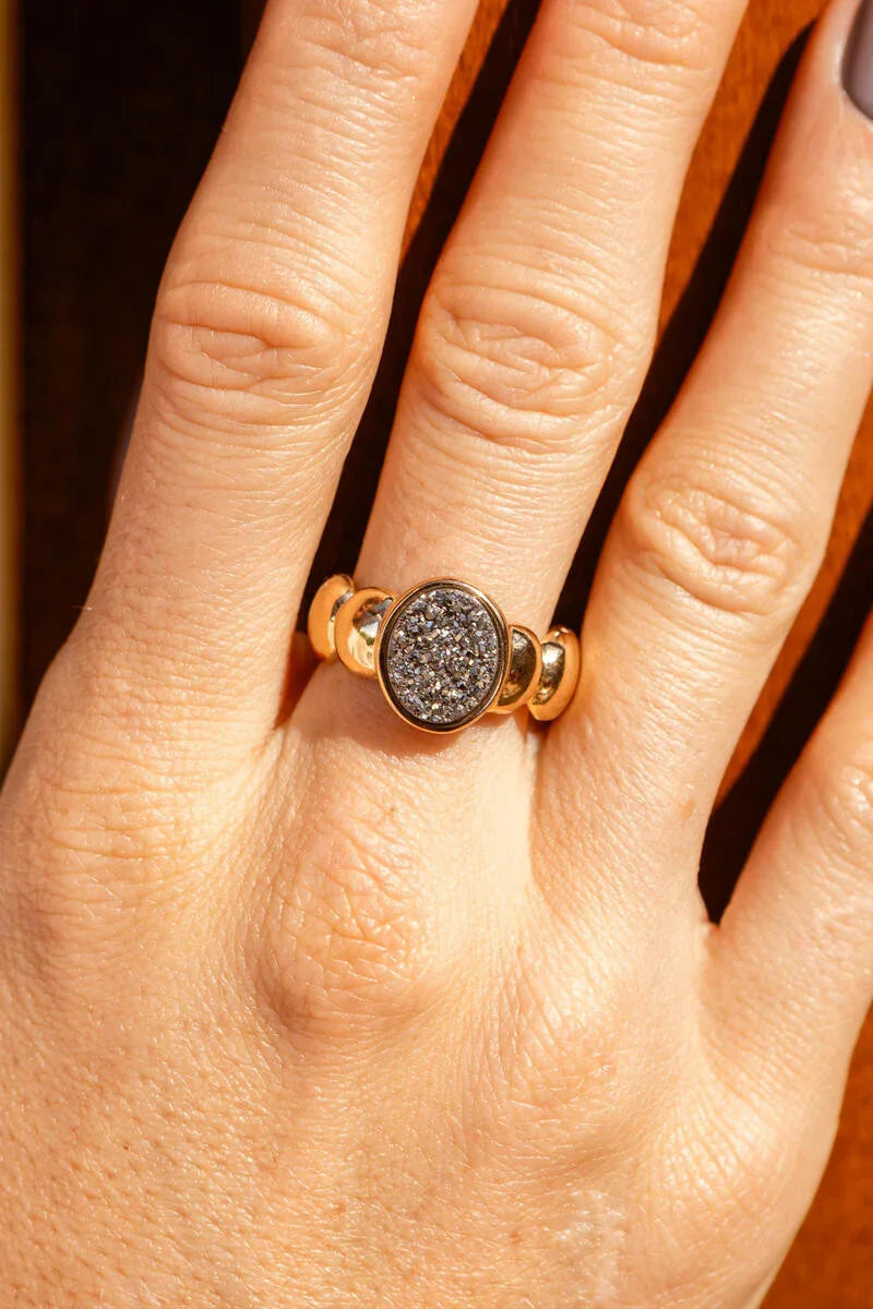 PLATINUM DRUSE GLINT SMALL RING | GOLD PLATED | NEW RADIANT RANGE | BRAINSTORM JEWELRY - Brainstorm Jewelry