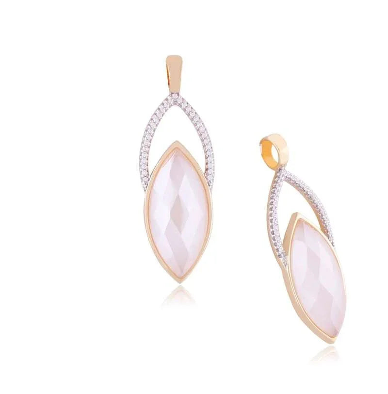MILKY QUARTZ IVORY PENDANT | GOLD PLATED | MINIMALIST | BRAINSTORM JEWELRY - Brainstorm Jewelry