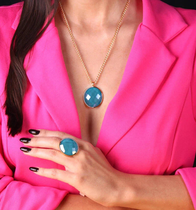 ACQUA QUARTZ OCEANIS PENDANT | GOLD PLATED | OPULENCE | BRAINSTORM JEWELRY - Brainstorm Jewelry