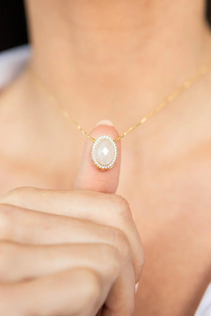 MILKY QUARTZ TRIBECA SMALL NECKLACE | GOLD PLATED | NYFW | BRAINSTORM JEWELRY - Brainstorm Jewelry
