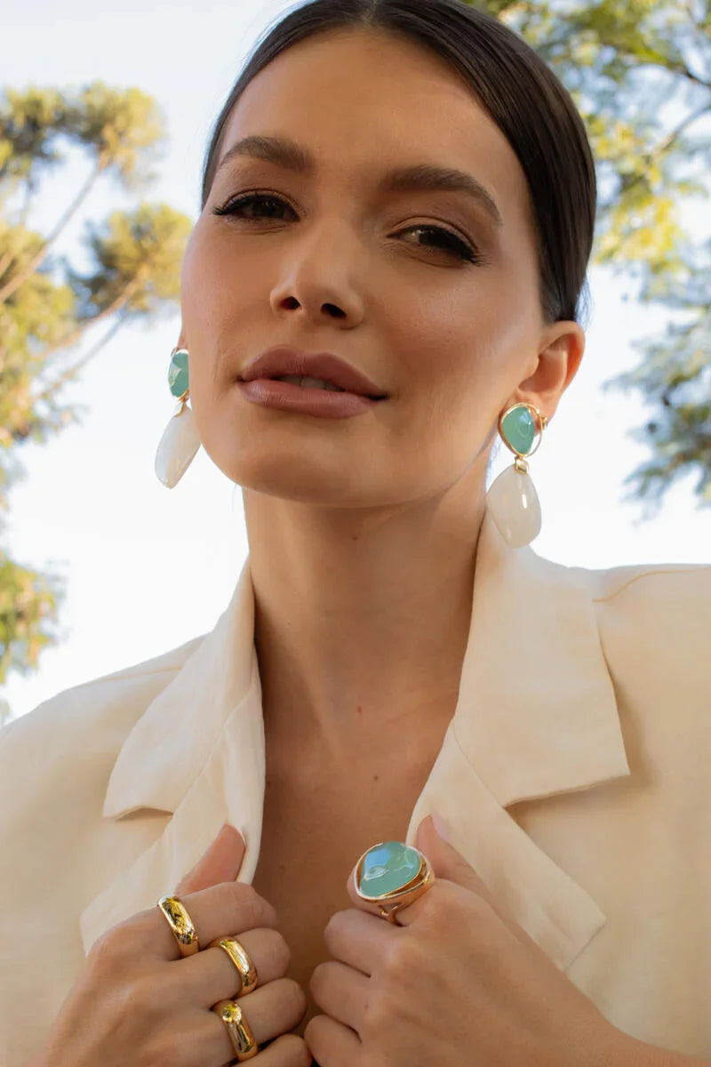 BLUE SKY AGATE NAUTICA RING | GOLD PLATED | OPULENCE | BRAINSTORM JEWELRY - Brainstorm Jewelry