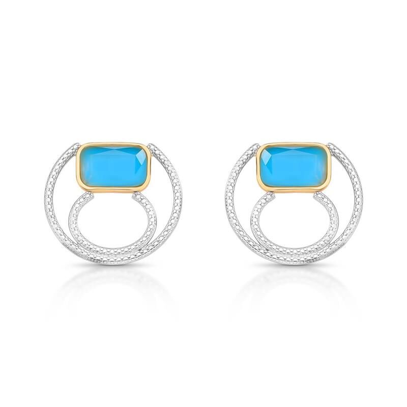 TURQUOISE BLUE QUARTZ HUDSON WHISPER EARRING – GOLD PLATED | NYFW | BRAINSTORM JEWELRY