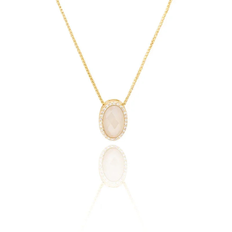 MILKY QUARTZ TRIBECA SMALL NECKLACE | GOLD PLATED | NYFW | BRAINSTORM JEWELRY - Brainstorm Jewelry