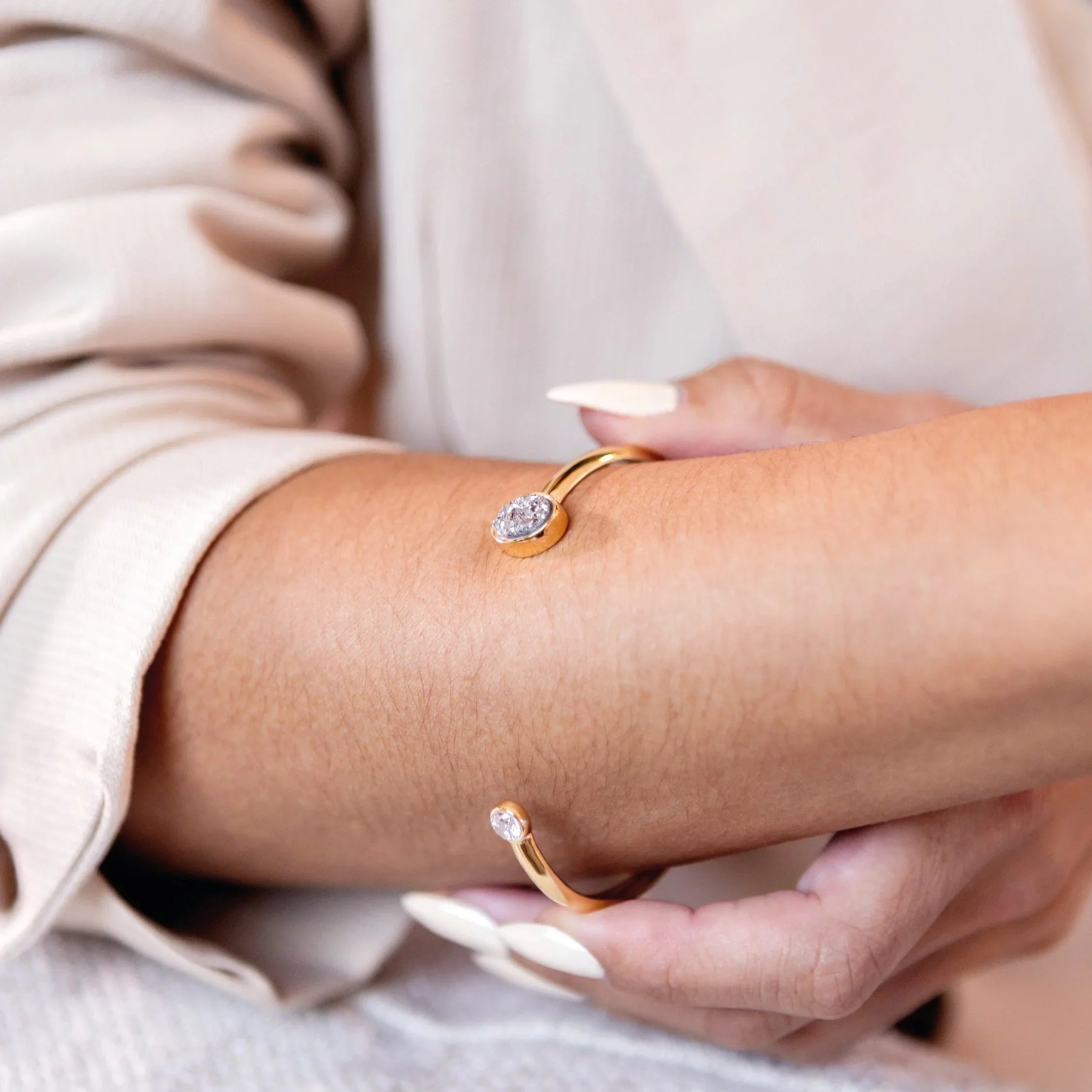 PLATINUM DRUSE LUSTRE BRACELET| GOLD PLATED | MINIMALIST | BRAINSTORM JEWELRY - Brainstorm Jewelry